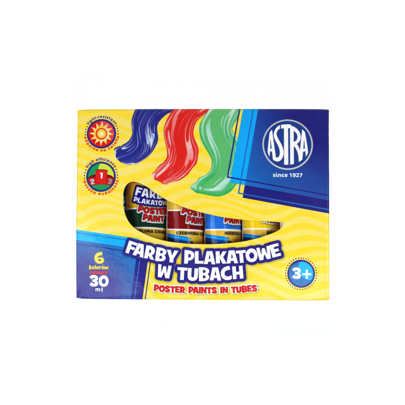 Astra zestaw farb plakatowych 6x30ml - sklep plastyczny - szał dla pla