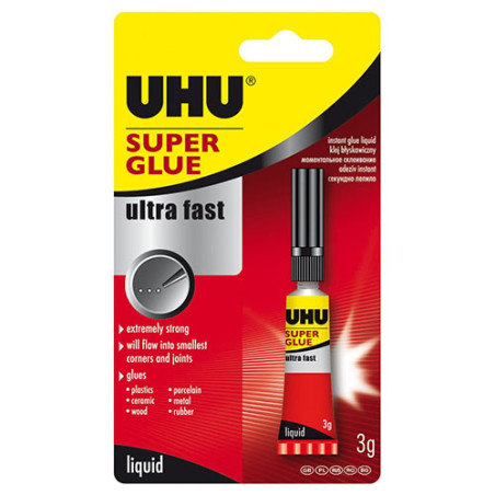 UHU super glue 3g - bardzo silny klej wiążący 40360 - sklep plastyczny