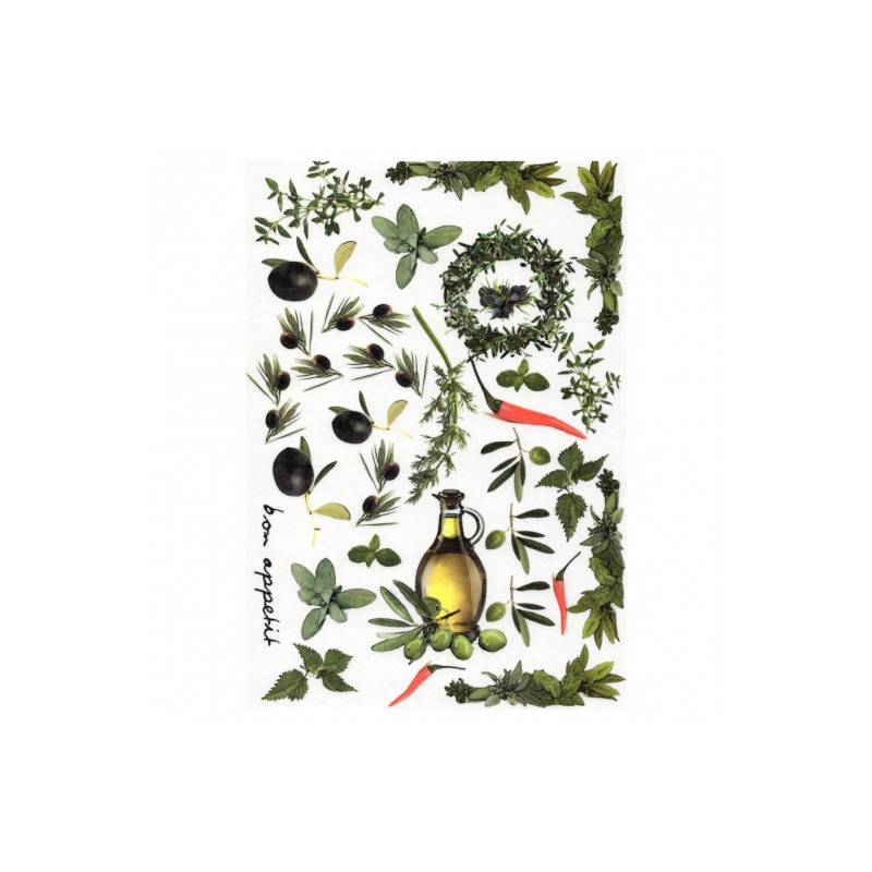 Papier do decoupage oliwki zioła A4 ITD 0030- sklep plastyczny szał dl