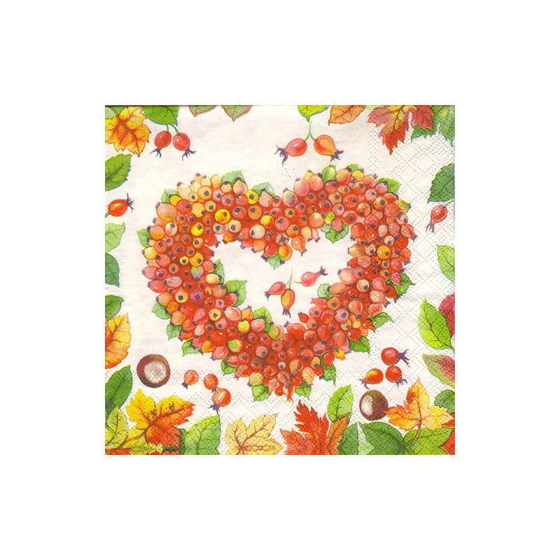 Serwetka do decoupage Ambiente 23-13307345 serce jesień - sklep plasty