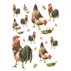 Rice decoupage paper A4 ITD R664 roosters