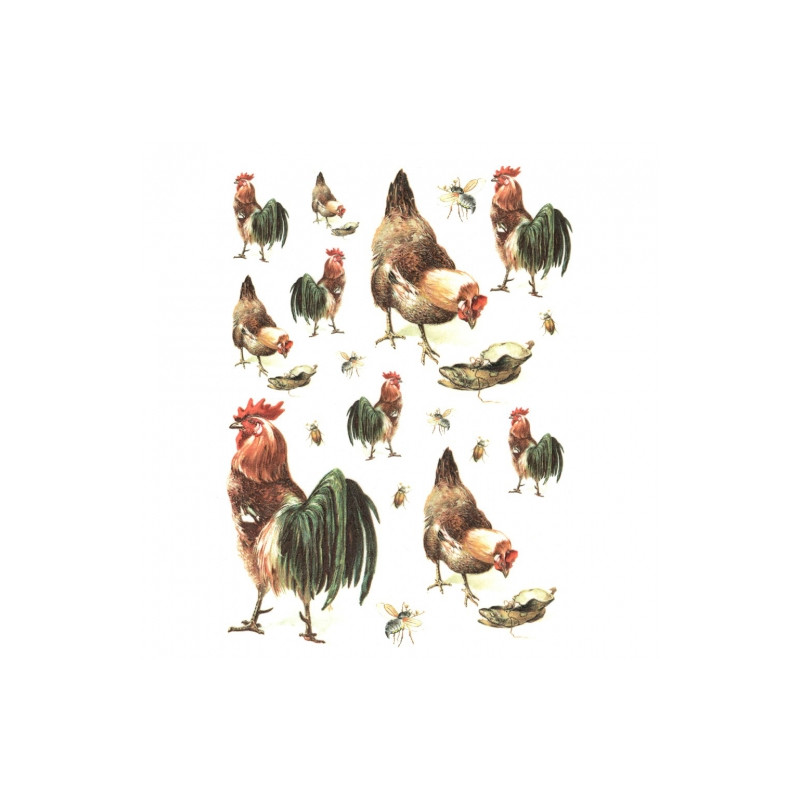 Rice decoupage paper A4 ITD R664 roosters