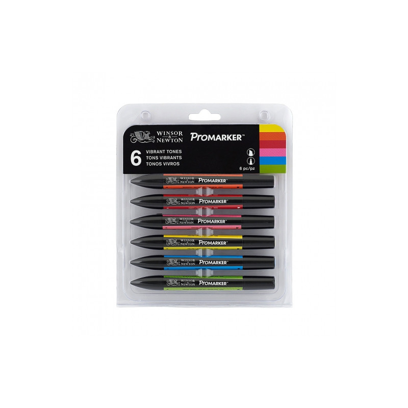 Winsor&Newton promarker vibrant tones zestaw 6 kolorów - sklep plastyc