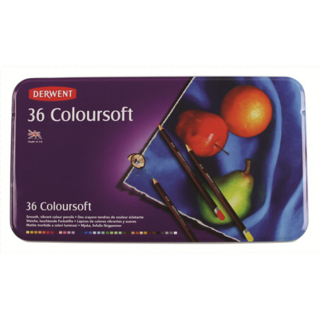 Derwent coloursoft zestaw 36 miękkich kredek metal opak - sklep plasty