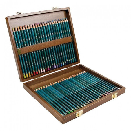 Derwent artist set of crayons 48 colors wooden cassette
