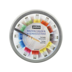 Pebeo set of watercolors in ankle 12 colors + brush metal packed