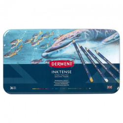 Derwent inktense zestaw 36 tuszy w kredce metal opak - sklep plastyczn