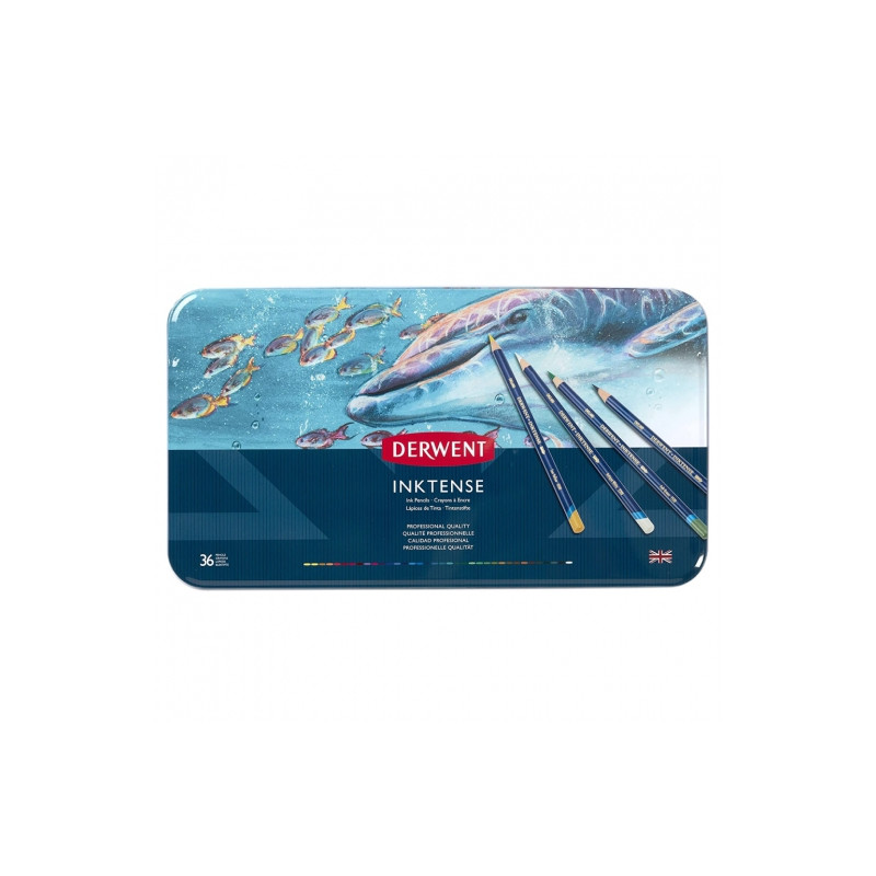 Derwent inktense zestaw 36 tuszy w kredce metal opak - sklep plastyczn