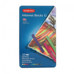 Derwent inktense zestaw 12 tuszy w sztyfcie metal opak - sklep plastyc