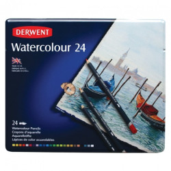 Derwent watercolour zestaw 24 akwarelowych kredek metal opak - sklep p