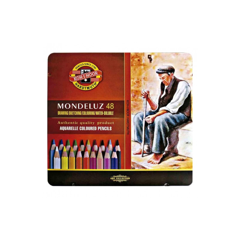Koh-i-noor mondeluz set of 48 watercolors crayons metal pack