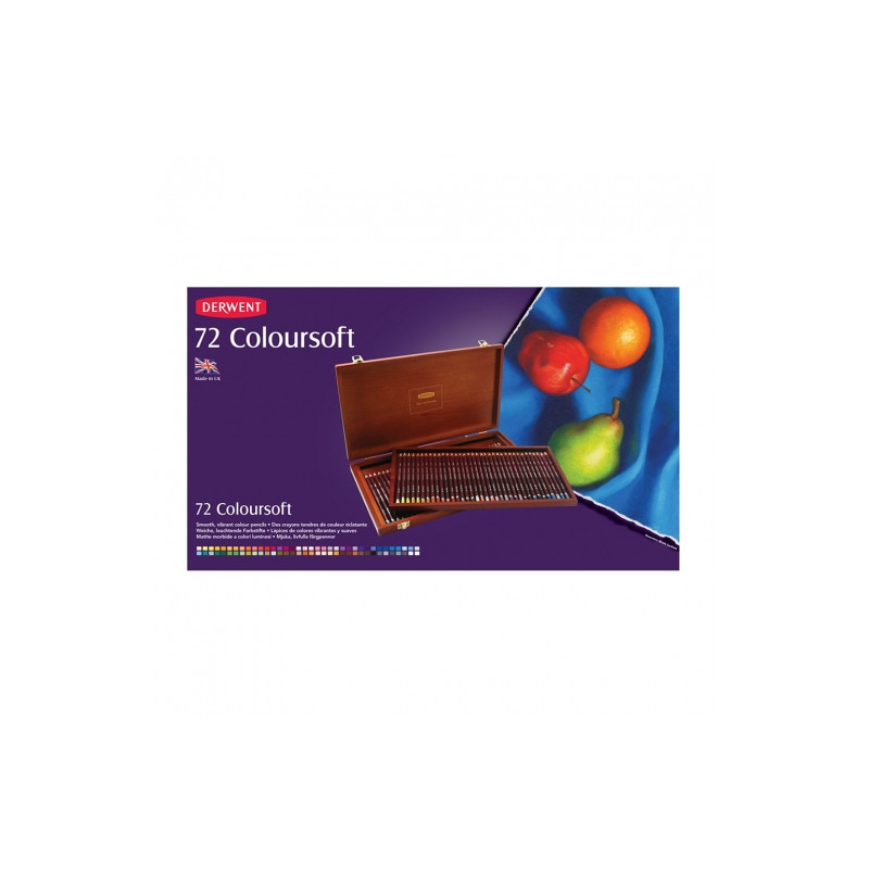 Derwent colorsoft set of 72 soft crayons wooden case