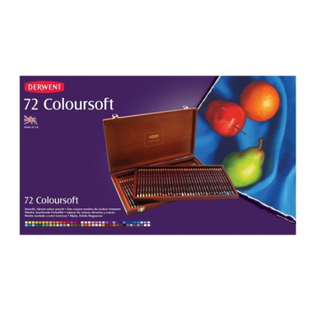 Derwent coloursoft zestaw 72 miękkich kredek drewniana kaseta - sklep