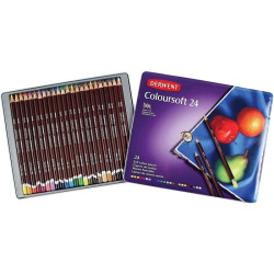 Derwent coloursoft zestaw 24 miękkich kredek metal opak - sklep plasty