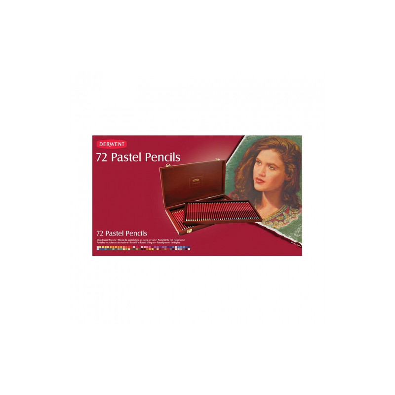 Derwent pastel set 72 pencils wooden box