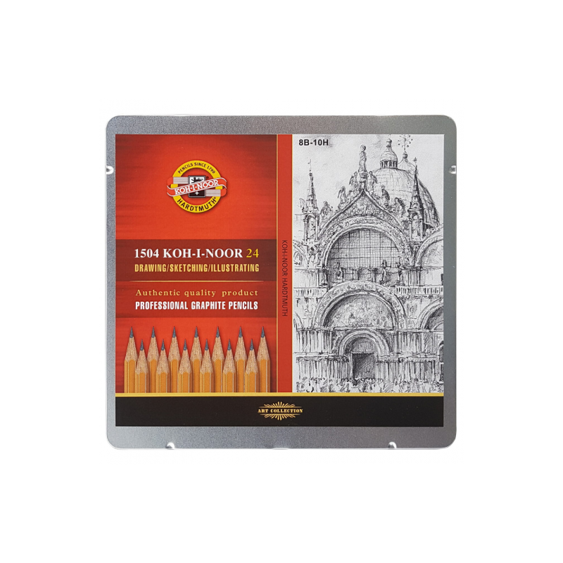 Koh-i-noor zestaw 24 ołówków grafitowych 8B-10H - sklep plastyczny - s