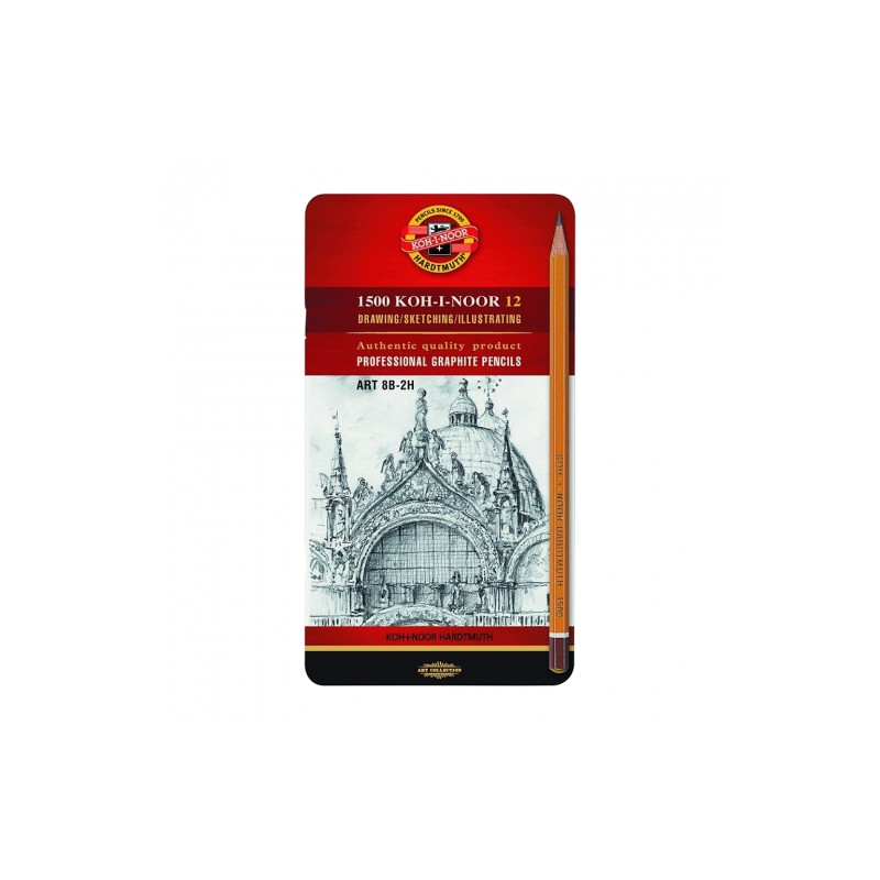 Koh-i-noor zestaw 12 ołówków grafitowych 8B-2H - sklep plastyczny - sz