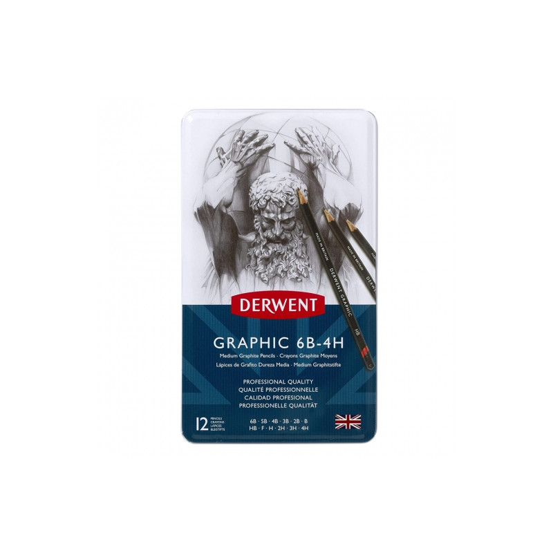 Derwent graphic medium ołówki do szkicowania 12 twardości 6B-4H - skle