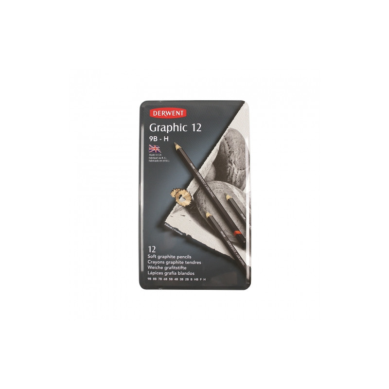 Derwent graphic soft pencils for sketching 12 hardness 9B-H