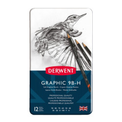 Derwent graphic soft pencils for sketching 12 hardness 9B-H