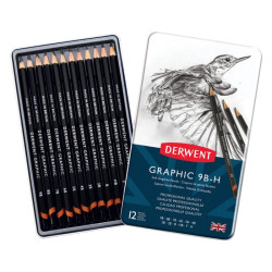 Derwent graphic soft pencils for sketching 12 hardness 9B-H
