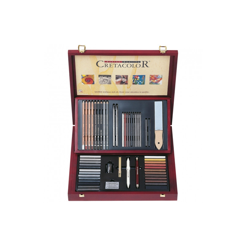 Cretacolor selection set for drawing wooden box