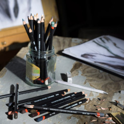 Derwent set of colored carbons in a 24 colors crayon