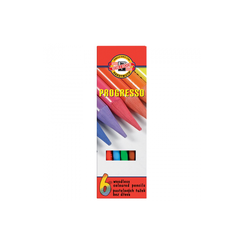 Koh-i-noor progresso bezdrzewne kredki 6 kolorów - sklep plastyczny -