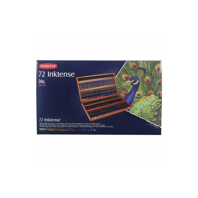 Derwent inktense zestaw 72 tuszy w kredce drewniana kaseta - sklep pla