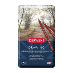 Derwent drawing zestaw 12 rysunkowych kredek metal opak