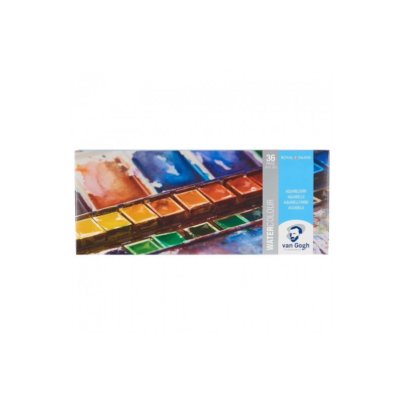 Van Gogh set of 36 watercolors in half-pieces, plastic packaging