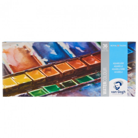 Van Gogh set of 36 watercolors in half-pieces, plastic packaging