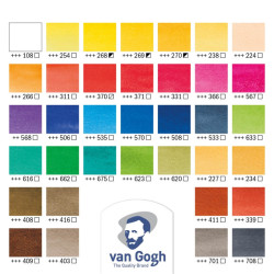 Van Gogh set of 36 watercolors in half-pieces, plastic packaging