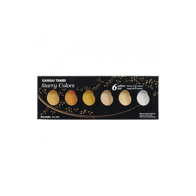 Kuretake gansai tambi starry colors set of 6 metallic watercolors