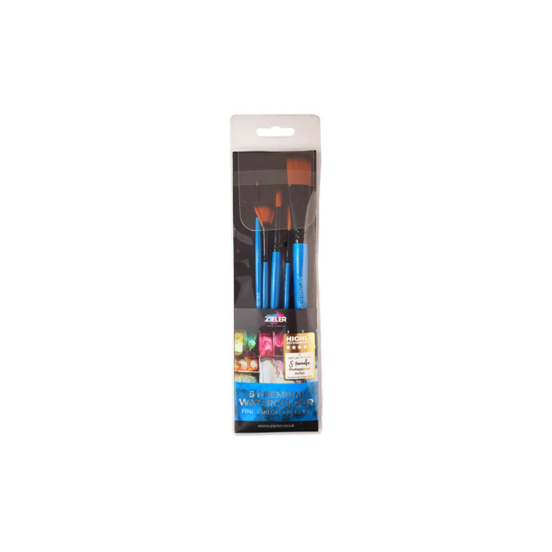 Zieler premium watercolor set of 5 synthetic brushes