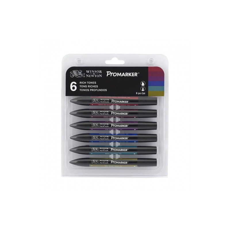 Winsor&Newton promarker rich tones zestaw 6 kolorów - sklep plastyczny