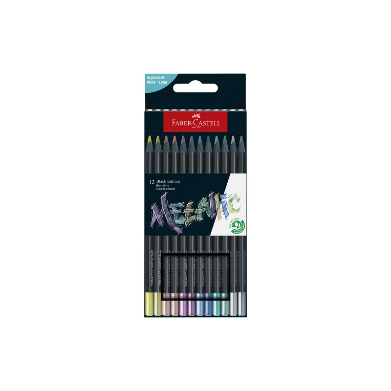 Faber-Castell black edition set of 12 triangular metallic pencils
