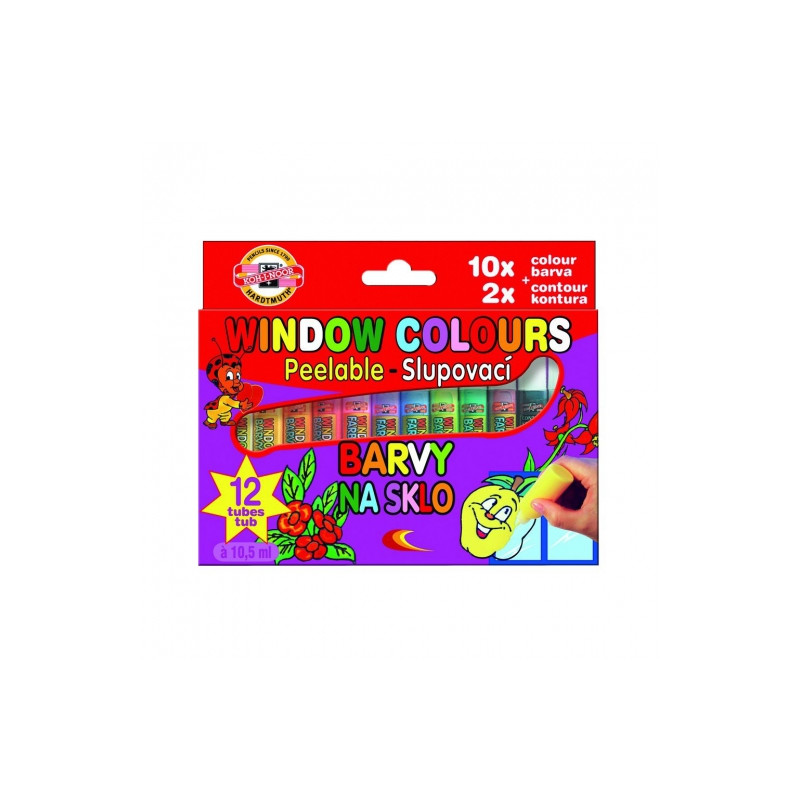 Koh-i-noor farby witrażowe żelowe 10kol.+2kontury 10,5ml - sklep plast