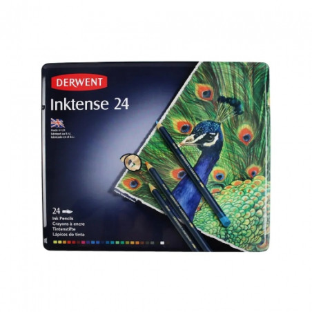 Derwent inktense zestaw 24 tuszy w kredce metal opak - sklep plastyczn