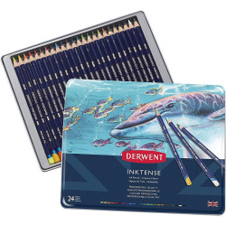 Derwent inktense zestaw 24 tuszy w kredce metal opak - sklep plastyczn