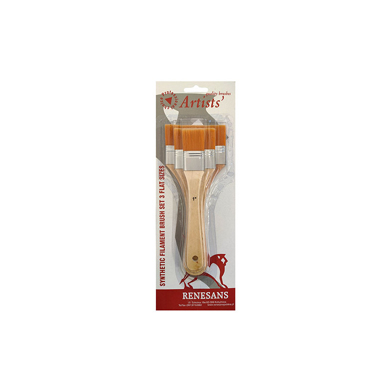 Renesans set of 3 flat synthetic brushes