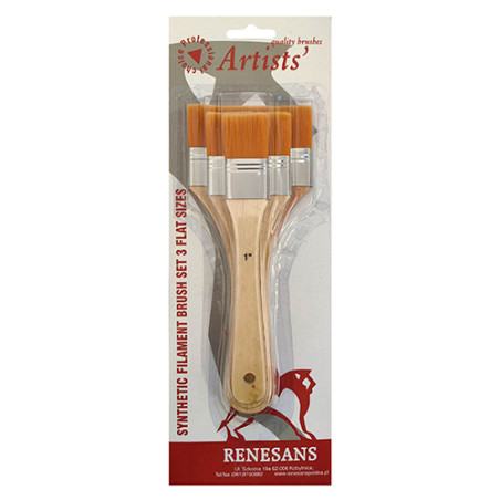 Renesans set of 3 flat synthetic brushes