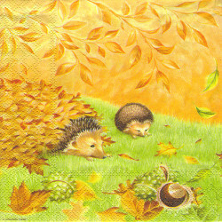 Decoupage Napkin hedgehogs autumn Ambiente 20-13305850