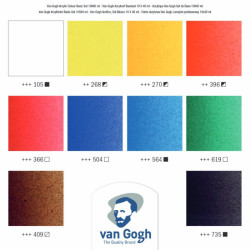 Talens Van Gogh Acrylic Paints set of 40ml x 10 colors