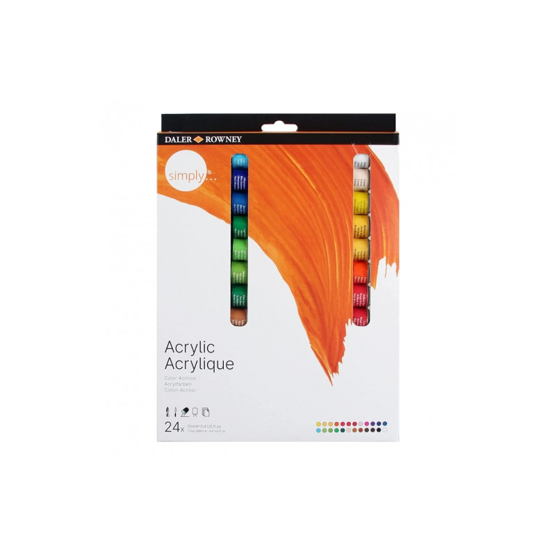 Daler Rowney simply zestaw farb akrylowych 24 x 12ml - sklep plastyczn