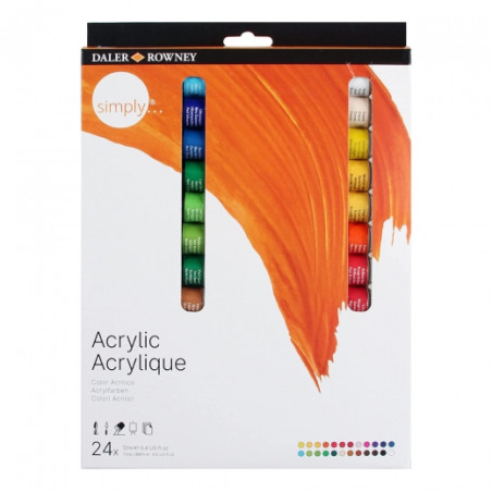 Daler Rowney simply zestaw farb akrylowych 24 x 12ml - sklep plastyczn
