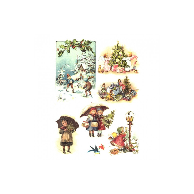 Papier ryżowy do decoupage boże narodzenie dzieci A4 ITD R455 - Sklep