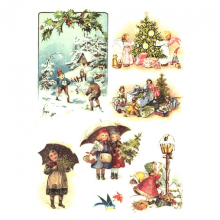Rice decoupage paper christmas kids A4 ITD R455