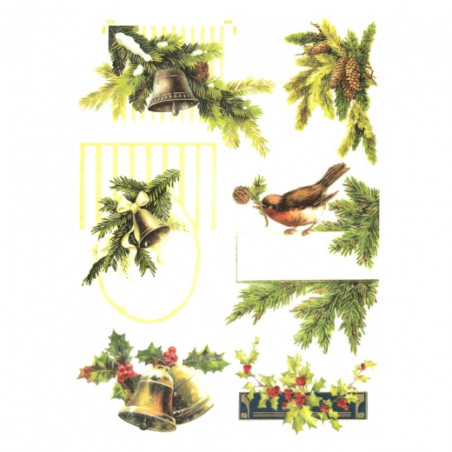 Rice decoupage paper bluebell branches A4 ITD R447