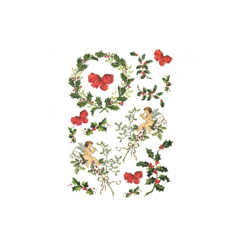 Papier ryżowy do decoupage jemioła ostrokrzew A4 ITD R203 - Sklep plas